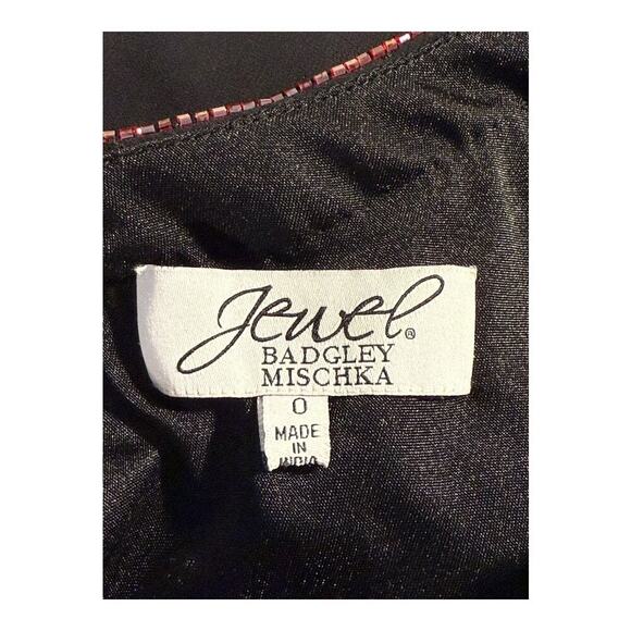 NEW Badgley Mischka Women’s Size 0 Black Trapeze Dress with Beaded‎ Trim NWOT - Picture 9 of 9